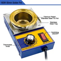 50mm  160W  Lead-free Solder Pots Soldering Brazing Equipment Pot Soldering Desoldering Bath Plate 200-480℃