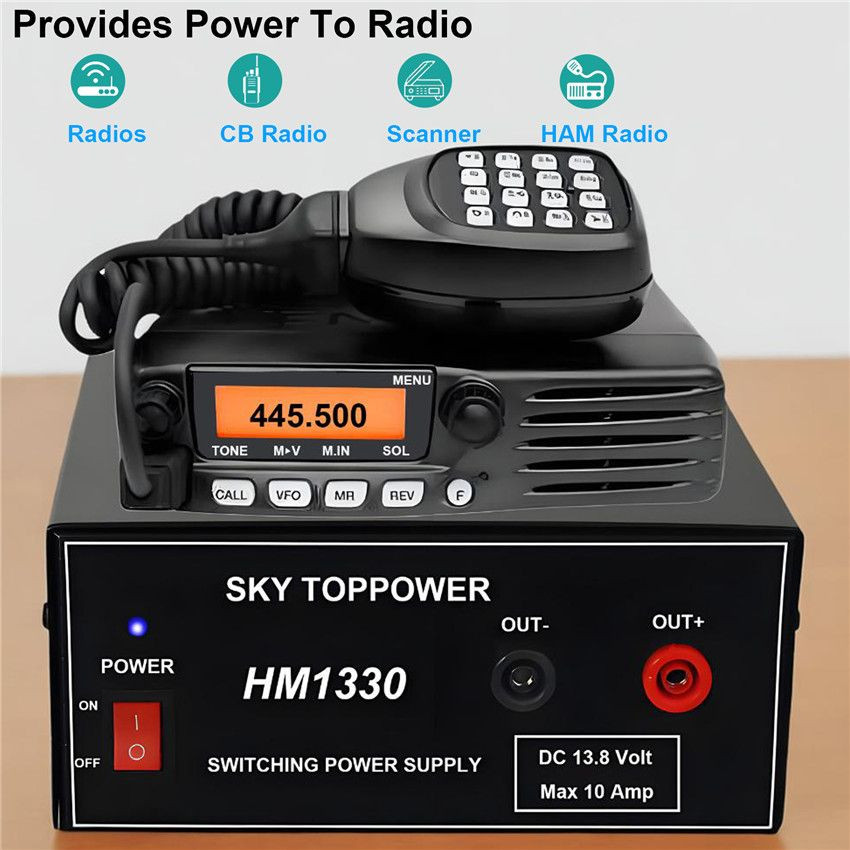 Compact DC Power Supply Fixed 13.8V- 30 Amp Regulated Home Lab Benchtop AC-to-DC Converter for CB/HAM/Amateur Radio