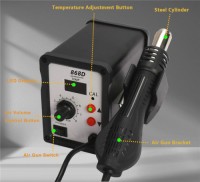 700W Rework Station SMD Soldering Station with Hot Air Heat Gun with 3 Nozzles for Electronics Repairing